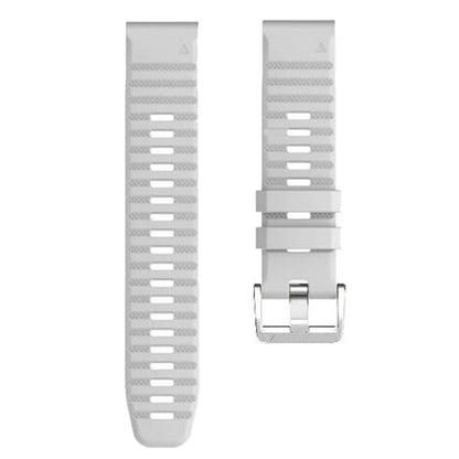 For Garmin Tactix 7 Pro / Fenix 7X / Fenix 6X Pro 26mm Watch Band Silicone Wrist Strap with Steel Silver Buckle