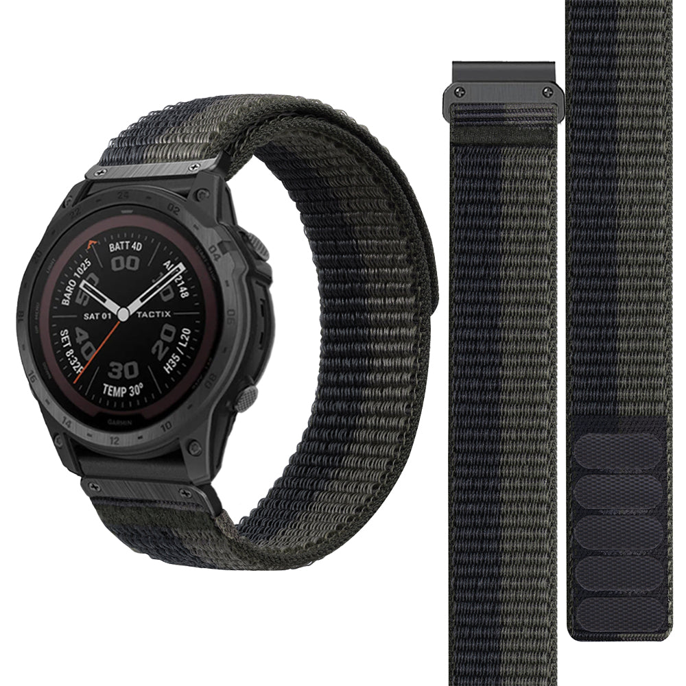 For Garmin Tactix 7 Pro / Fenix 7X / Fenix 6X Pro 26mm Nylon Watch Band Adjustable Wrist Strap Replacement