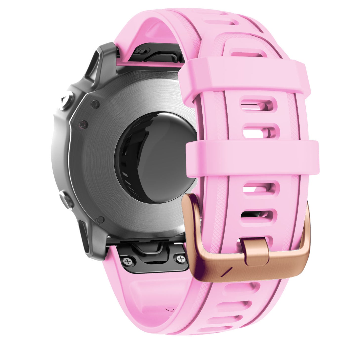 Watch Band for Garmin Fenix 7S / 6S Pro / 5S Plus / Instinct 2S , 20mm Silicone Replacement Strap with Rose Gold Buckle