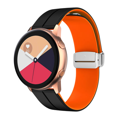 For Huawei Watch 4 / 4 Pro / Watch 3 / 3 Pro Watch Band 22mm Dual Color Silicone Watch Strap with Magnetic Folding Silver Buckle