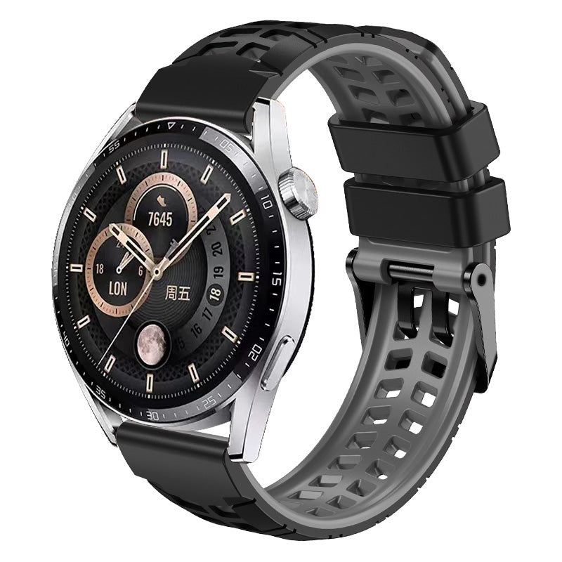 For Huawei Watch 4 / 4 Pro / Watch 3 / 3 Pro Silicone Watch Band 22mm Textured Watch Strap with Dual Buckle