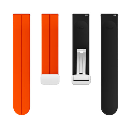 Magnetic Silicone Strap for Garmin vivomove Trend / Style / Luxe , Dual Color 20mm Watch Band with Silver Folding Buckle