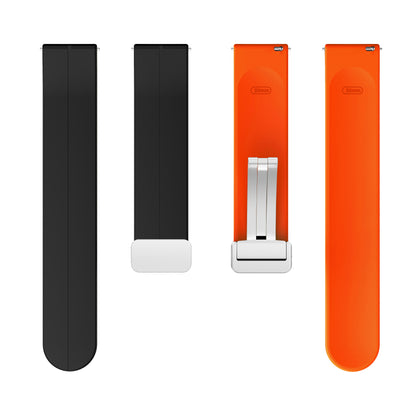 Magnetic Silicone Strap for Garmin vivomove Trend / Style / Luxe , Dual Color 20mm Watch Band with Silver Folding Buckle