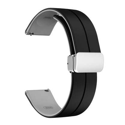 Magnetic Silicone Strap for Garmin vivomove Trend / Style / Luxe , Dual Color 20mm Watch Band with Silver Folding Buckle