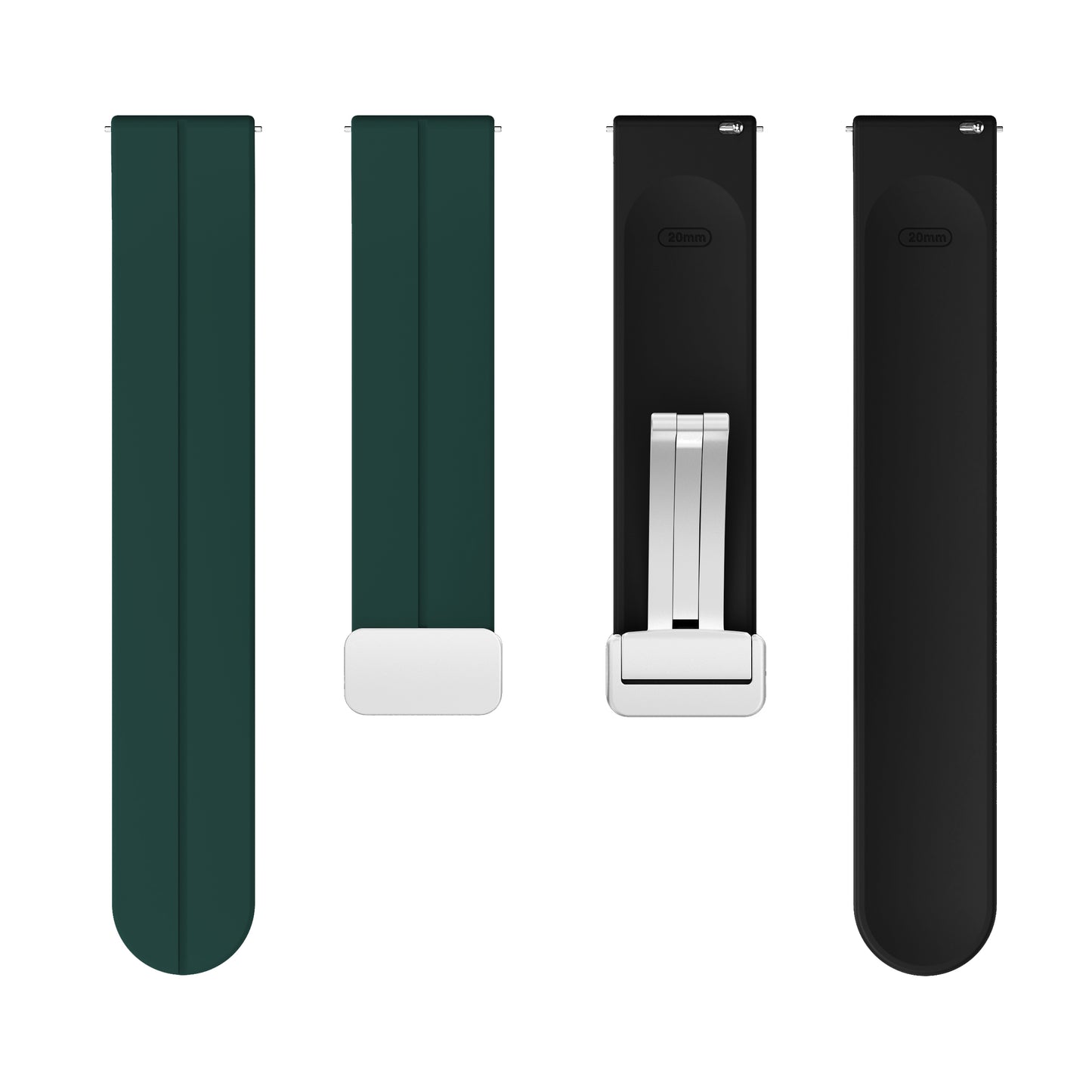 Magnetic Silicone Strap for Garmin vivomove Trend / Style / Luxe , Dual Color 20mm Watch Band with Silver Folding Buckle