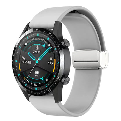 Sport Bands for Huawei Watch 4 / Watch 4 Pro / Watch 3 / Watch 3 Pro , Silicone 22mm Watch Strap with Silver Magnetic Folding Buckle