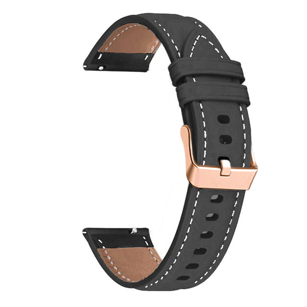 Watch Band for Garmin Venu / Sq / Sq 2 / 2 Plus , 20mm Genuine Cow Leather Strap with Rose Gold Buckle