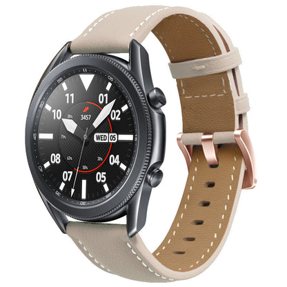 Watch Band for Garmin Venu / Sq / Sq 2 / 2 Plus , 20mm Genuine Cow Leather Strap with Rose Gold Buckle