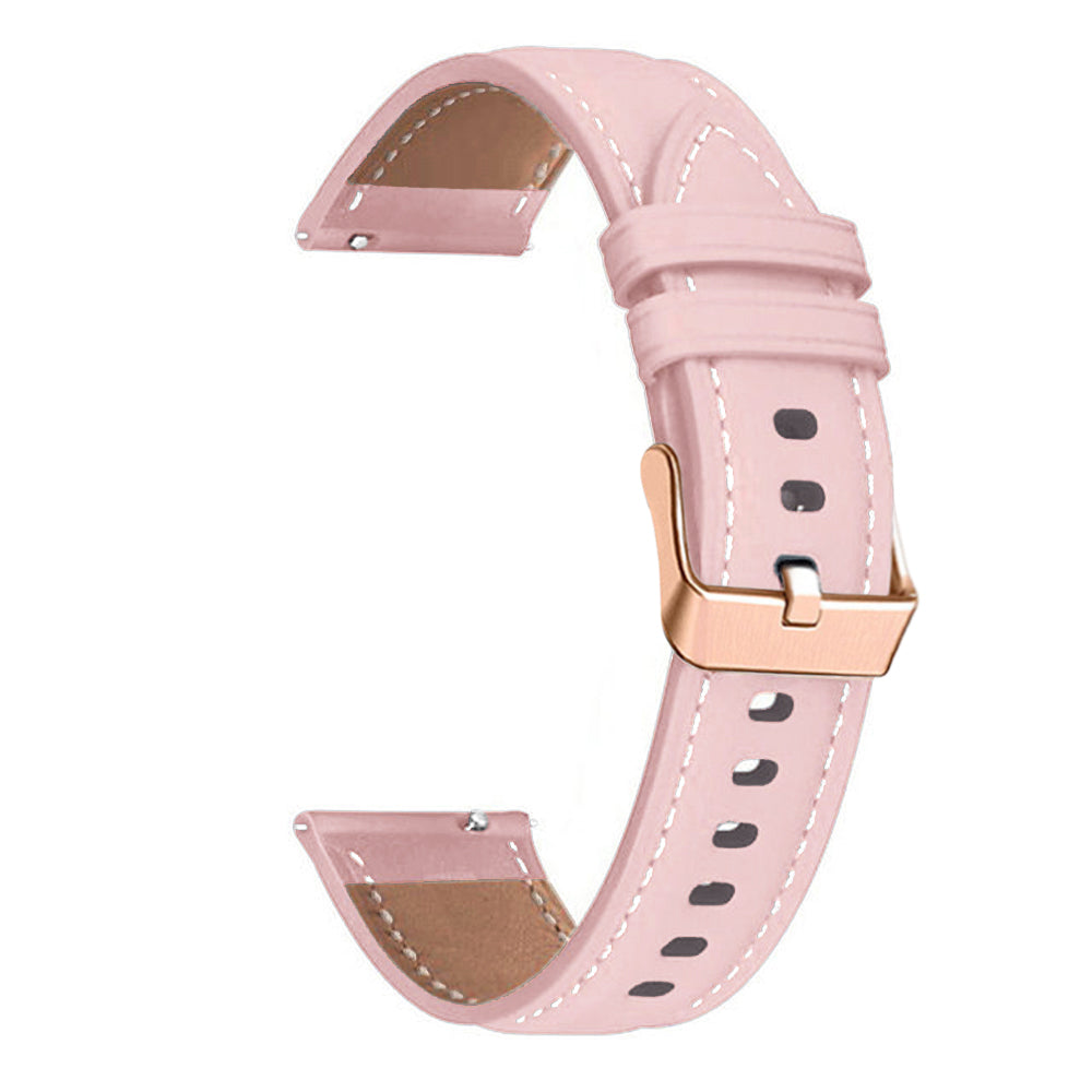 Watch Band for Garmin Venu / Sq / Sq 2 / 2 Plus , 20mm Genuine Cow Leather Strap with Rose Gold Buckle