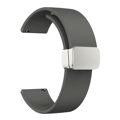 For Garmin Venu / Venu Sq / Venu Sq 2 / Venu 2 Plus Silicone Watch Strap 20mm Wristband with Magnetic Folding Silver Buckle