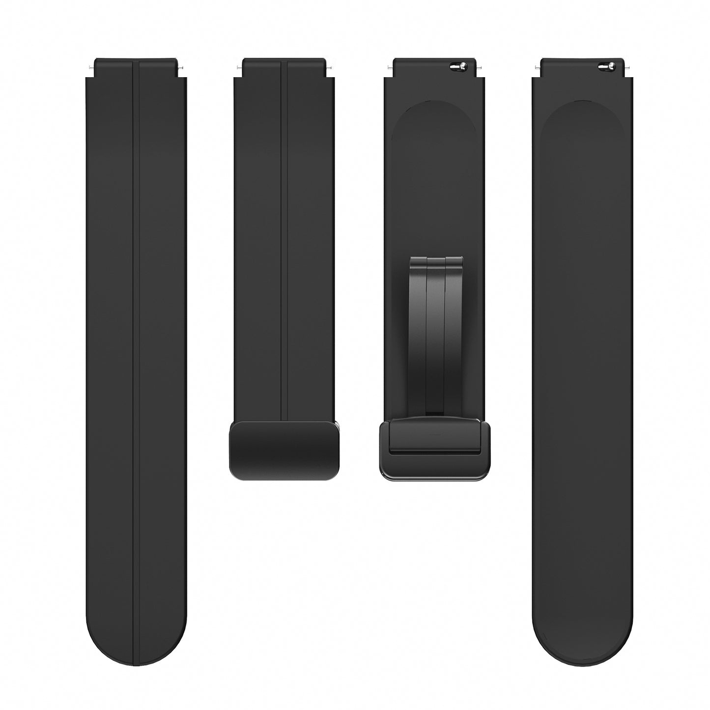 For Haylou Solar LS01 / ID205 / ID205U / ID205S / ID205L / ID216 Watch Band 19mm Silicone Strap, Black Folding Buckle