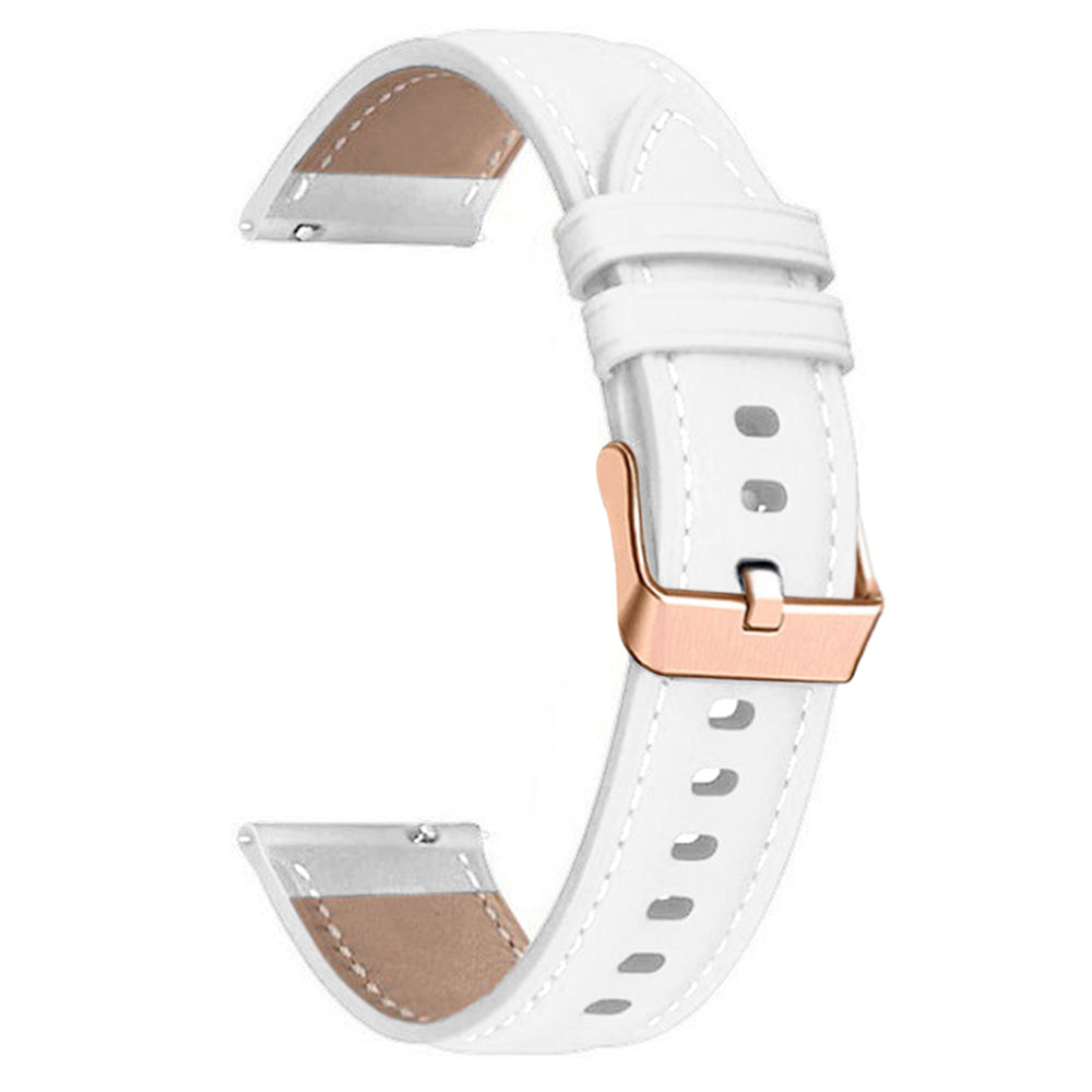 For Garmin Forerunner 265S / 255S / Venu 2S Watch Band 18mm Genuine Cow Leather Wrist Strap, Rose Gold Buckle