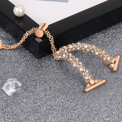 20mm Watch Band for Samsung Galaxy Watch 6 40mm 44mm , Rhinestone Decor Bracelet Copper Wristband Strap