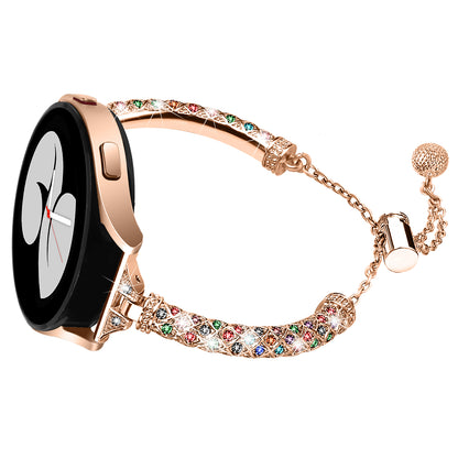 20mm Watch Band for Samsung Galaxy Watch 6 40mm 44mm , Rhinestone Decor Bracelet Copper Wristband Strap