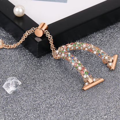 20mm Watch Band for Samsung Galaxy Watch 6 40mm 44mm , Rhinestone Decor Bracelet Copper Wristband Strap