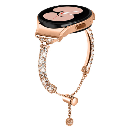 Metal Watch Band for Samsung Galaxy Watch 6 40mm 44mm , Rhinestone Decor Copper Strap Bracelet with Connector