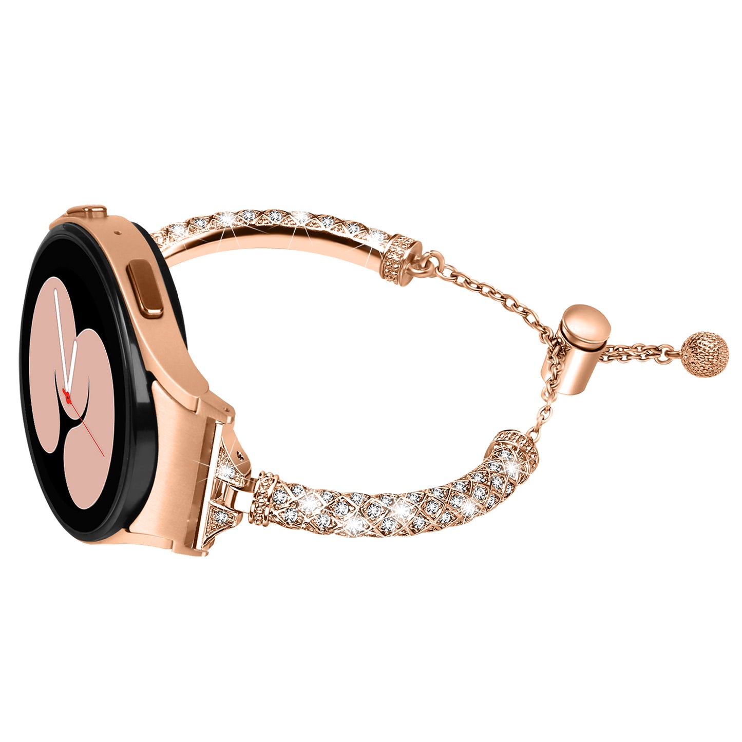 Metal Watch Band for Samsung Galaxy Watch 6 40mm 44mm , Rhinestone Decor Copper Strap Bracelet with Connector