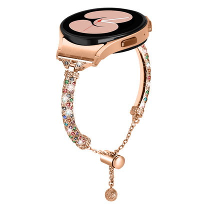 Metal Watch Band for Samsung Galaxy Watch 6 40mm 44mm , Rhinestone Decor Copper Strap Bracelet with Connector