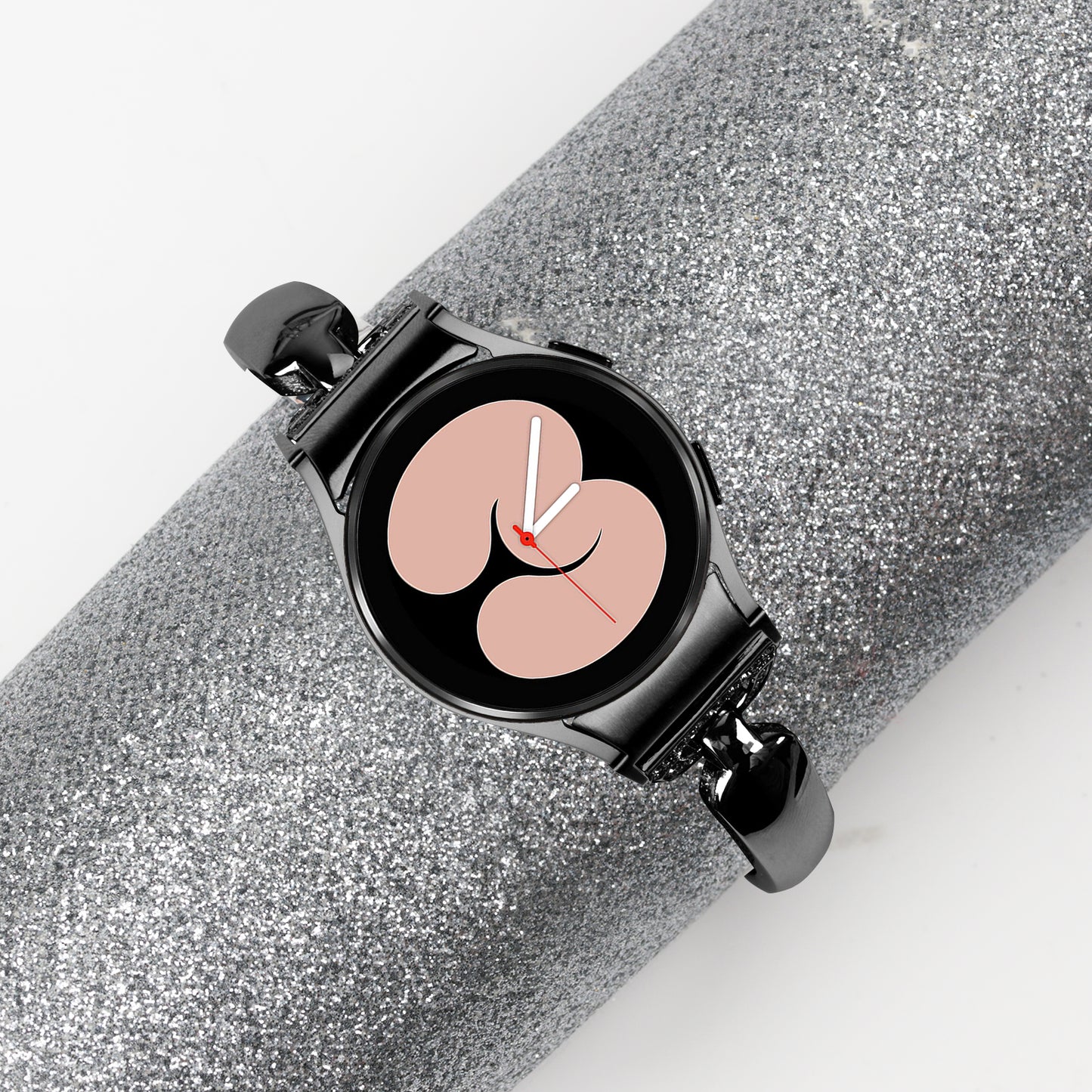 Watch Band for Samsung Galaxy Watch 6 40mm 44mm , D-shaped Rhinestone Decor Copper Metal Bracelet with Connector