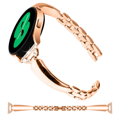 20mm Watch Band for Samsung Galaxy Watch 6 40mm 44mm , D-shaped Rhinestone Decor Copper Bracelet