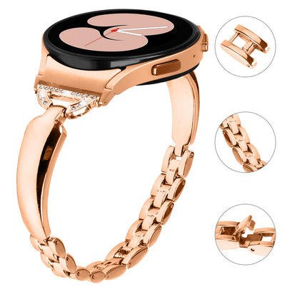 Watch Band for Samsung Galaxy Watch6 40mm 44mm / Watch6 Classic 43mm 47mm / Watch 5 40mm 44mm / Watch4 40mm 44mm , Rhinestone Decor Copper Bracelet with Connector