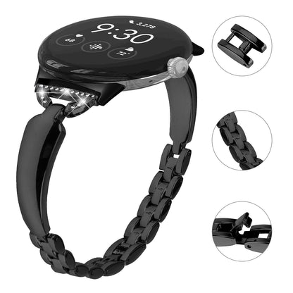 For Google Pixel Watch 2 / Pixel Watch Bling Band D-shaped Rhinestone Decor Copper Metal Bracelet Watch Strap