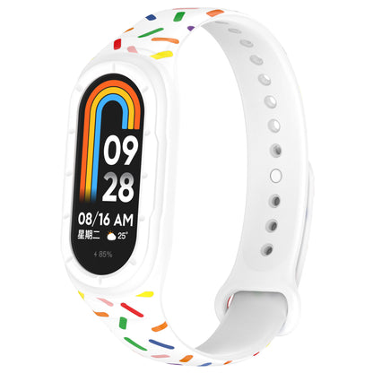 For Xiaomi Smart Band 8 Integrated Silicone Strap Colorful Spotted Replacement Wrist Band