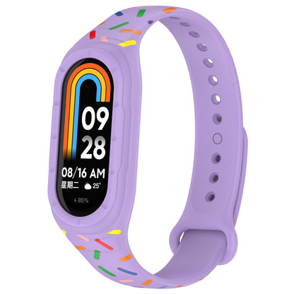 For Xiaomi Smart Band 8 Integrated Silicone Strap Colorful Spotted Replacement Wrist Band