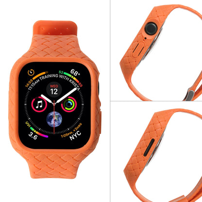 For Apple Watch Series 8  /  7 41mm Woven Texture TPU Wrist Band Integrated Watch Strap with Case