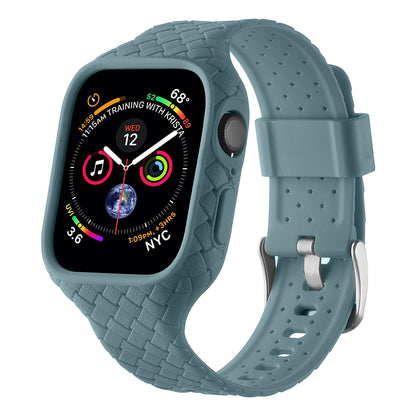 For Apple Watch Series 8  /  7 41mm Woven Texture TPU Wrist Band Integrated Watch Strap with Case