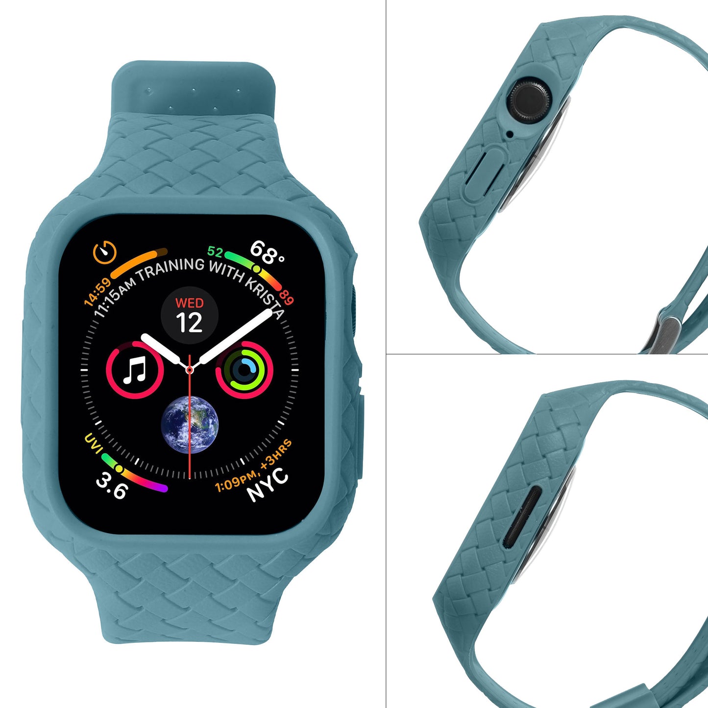 For Apple Watch Series 8  /  7 41mm Woven Texture TPU Wrist Band Integrated Watch Strap with Case