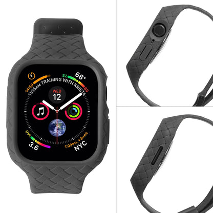 For Apple Watch Series 8  /  7 41mm Woven Texture TPU Wrist Band Integrated Watch Strap with Case