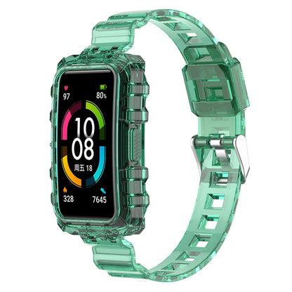 For Huawei Band 8 / Band 6 / Honor Band 7 / Band 6 / Band 6 Pro Clear TPU Wrist Band Integrated Strap with Watch Case