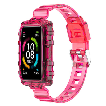 For Huawei Band 8 / Band 6 / Honor Band 7 / Band 6 / Band 6 Pro Clear TPU Wrist Band Integrated Strap with Watch Case