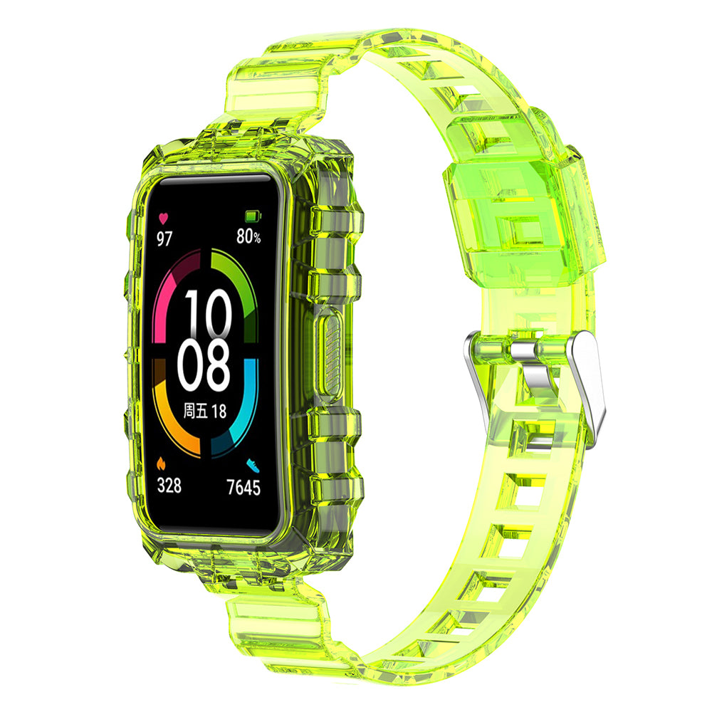 For Huawei Band 8 / Band 6 / Honor Band 7 / Band 6 / Band 6 Pro Clear TPU Wrist Band Integrated Strap with Watch Case