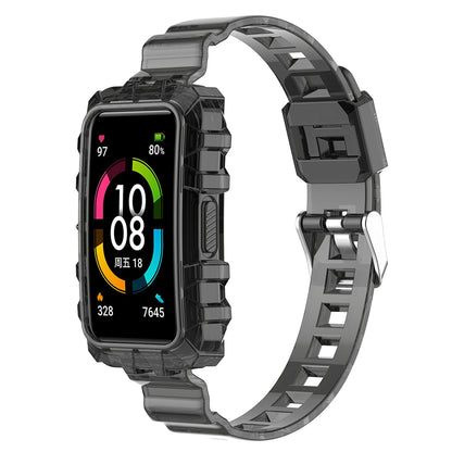 For Huawei Band 8 / Band 6 / Honor Band 7 / Band 6 / Band 6 Pro Clear TPU Wrist Band Integrated Strap with Watch Case