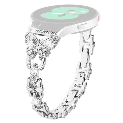 Butterfly Rhinestone Decor Band for Samsung Galaxy Watch Active / Active2 40mm 44mm , Stainless Steel 20mm Watch Strap