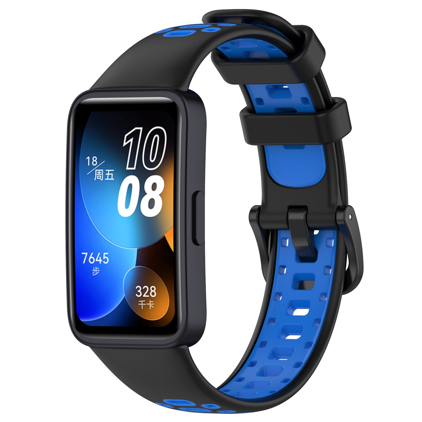 For Huawei Band 8 Adjustable Silicone Watch Band Dual-color Replacement Strap