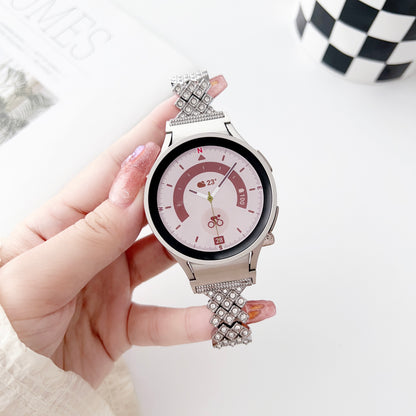 For Samsung Galaxy Watch6 / Watch6 Classic / Watch 5 / Watch 5 Pro / Watch4 / Watch4 Classic Rhinestone Metal Watch Strap