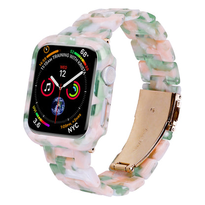 For Apple Watch Series 4 / 5 / 6 / SE / SE (2022) 44mm Replacement Resin Watch Strap Set with Watch Case Cover