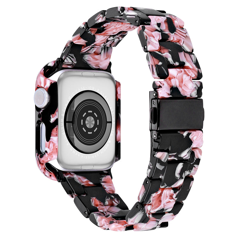 For Apple Watch Series 4 / 5 / 6 / SE / SE (2022) 44mm Replacement Resin Watch Strap Set with Watch Case Cover