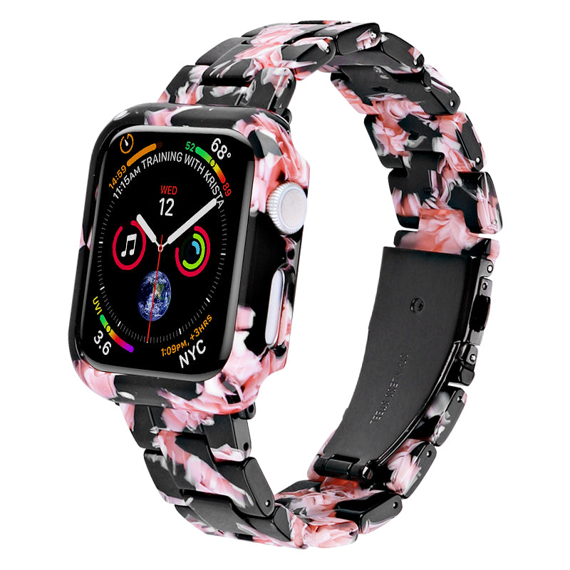 For Apple Watch Series 4 / 5 / 6 / SE / SE (2022) 44mm Replacement Resin Watch Strap Set with Watch Case Cover