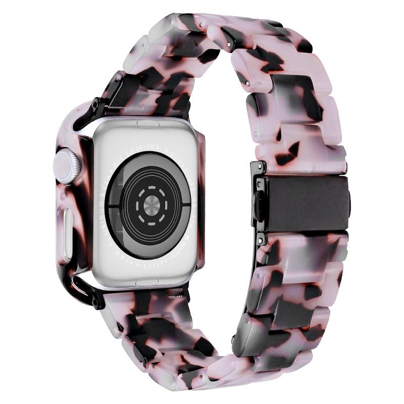 For Apple Watch Series 4 / 5 / 6 / SE / SE (2022) 44mm Replacement Resin Watch Strap Set with Watch Case Cover