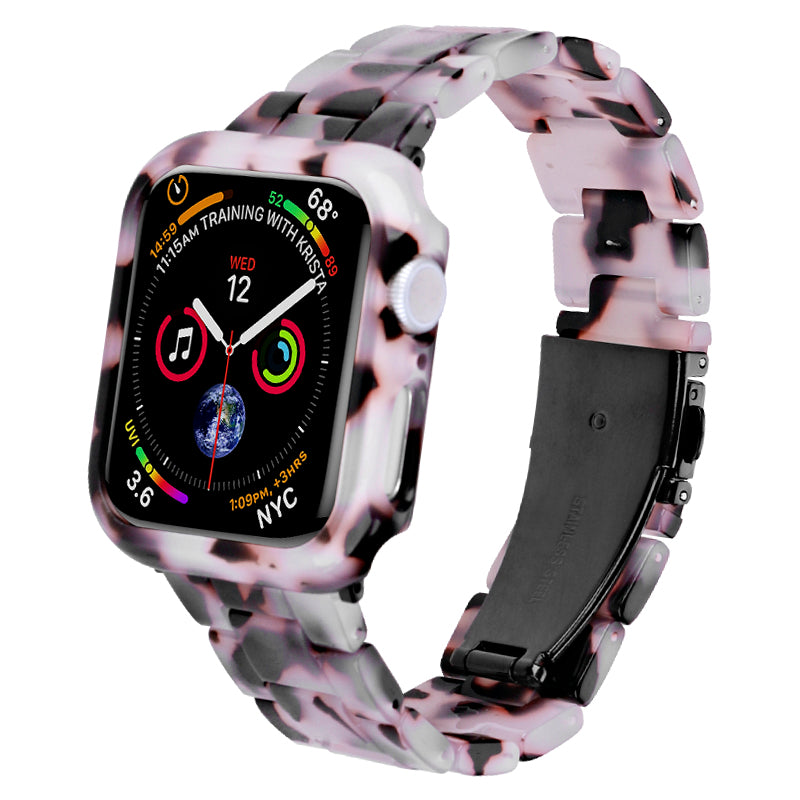 For Apple Watch Series 4 / 5 / 6 / SE / SE (2022) 44mm Replacement Resin Watch Strap Set with Watch Case Cover