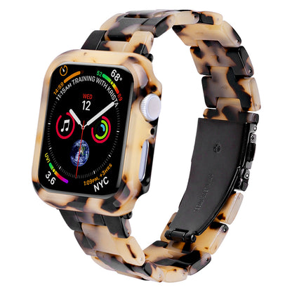 For Apple Watch Series 4 / 5 / 6 / SE / SE (2022) 44mm Replacement Resin Watch Strap Set with Watch Case Cover