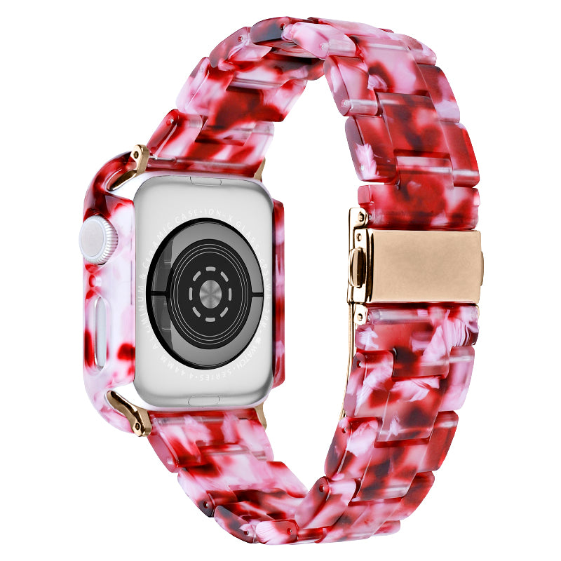 For Apple Watch Series 4 / 5 / 6 / SE / SE (2022) 44mm Replacement Resin Watch Strap Set with Watch Case Cover