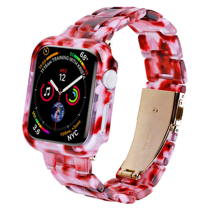 For Apple Watch Series 4 / 5 / 6 / SE / SE (2022) 44mm Replacement Resin Watch Strap Set with Watch Case Cover