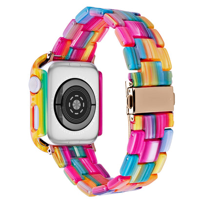 For Apple Watch Series 7 / 8 45mm Resin Watch Strap Set with Case Cover Smart Watch Replacement Band