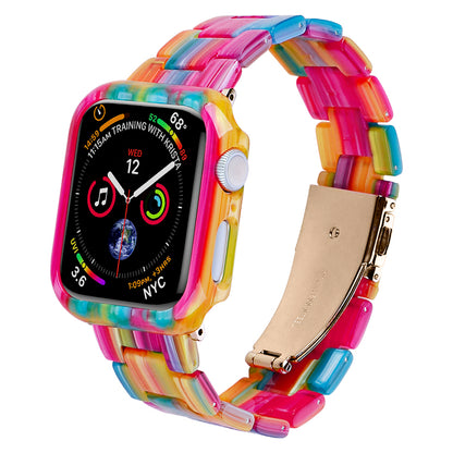 For Apple Watch Series 7 / 8 45mm Resin Watch Strap Set with Case Cover Smart Watch Replacement Band