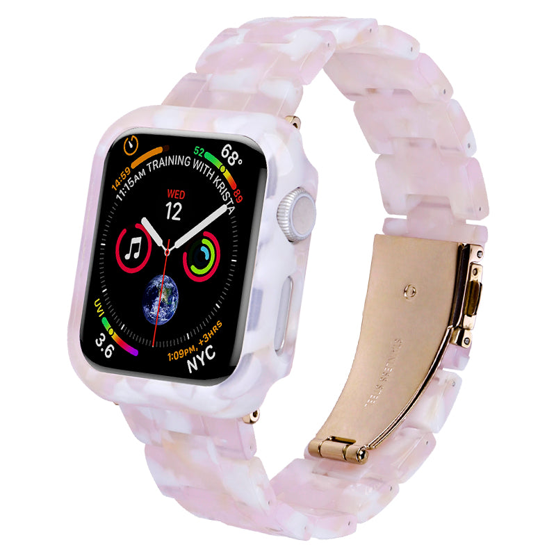 For Apple Watch Series 7 / 8 45mm Resin Watch Strap Set with Case Cover Smart Watch Replacement Band